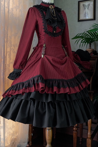 Retro Striped Elegant Gothic Lolita Dress