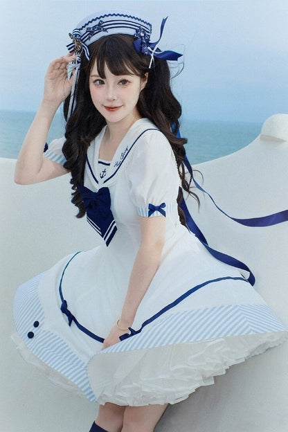 [Vorbestellartikel] Marine-Streifen-Sailor-Lolita-Serie Sailor-Schleifenhut