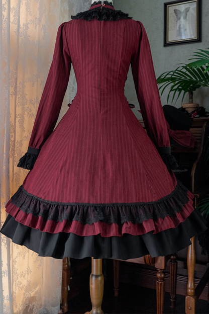 Retro Striped Elegant Gothic Lolita Dress