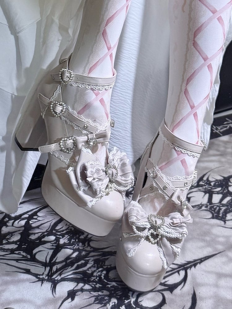 【12月12日予約締切】ジェムストーンパールリボンロリータハイヒール