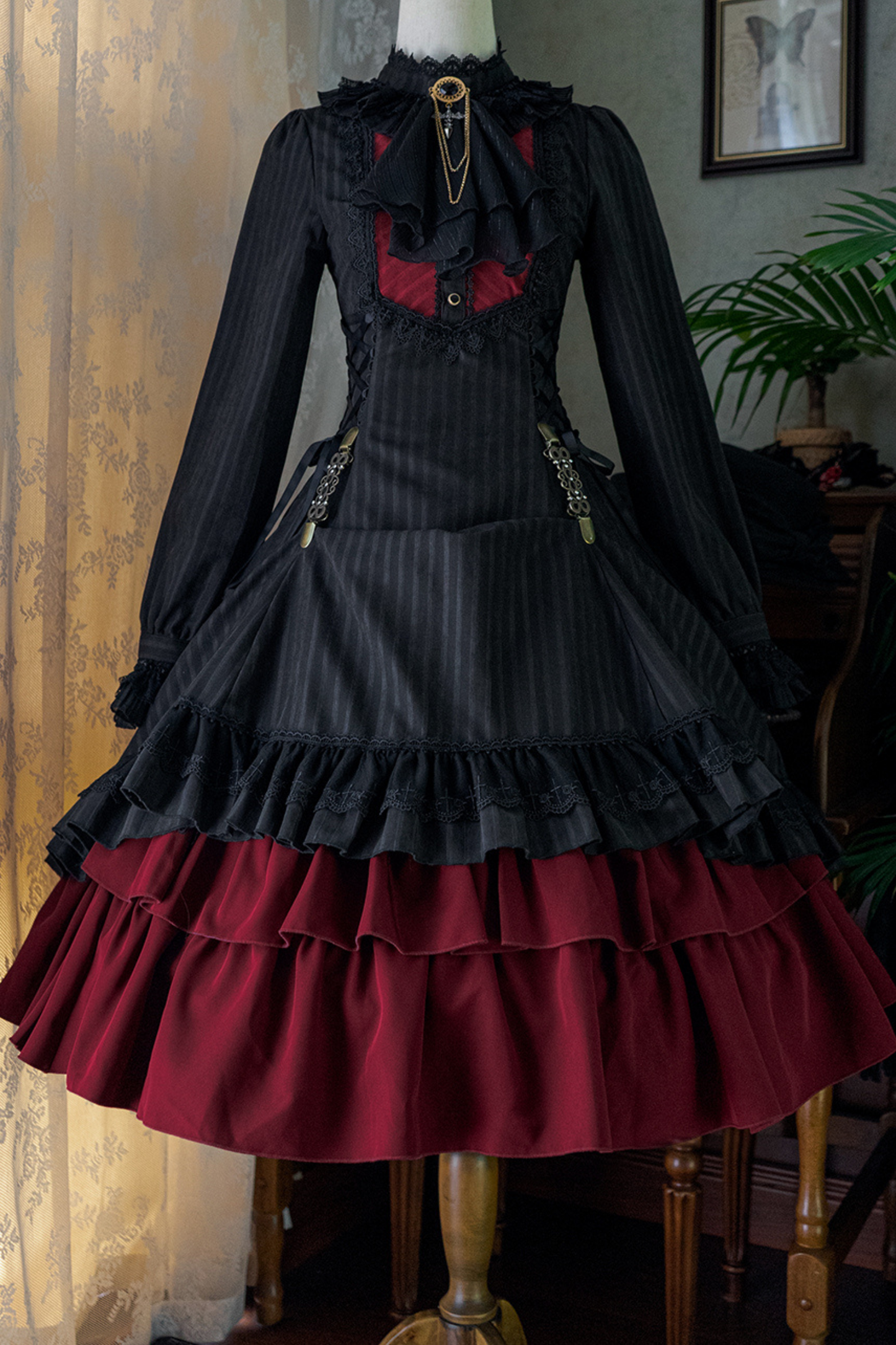 Retro Striped Elegant Gothic Lolita Dress