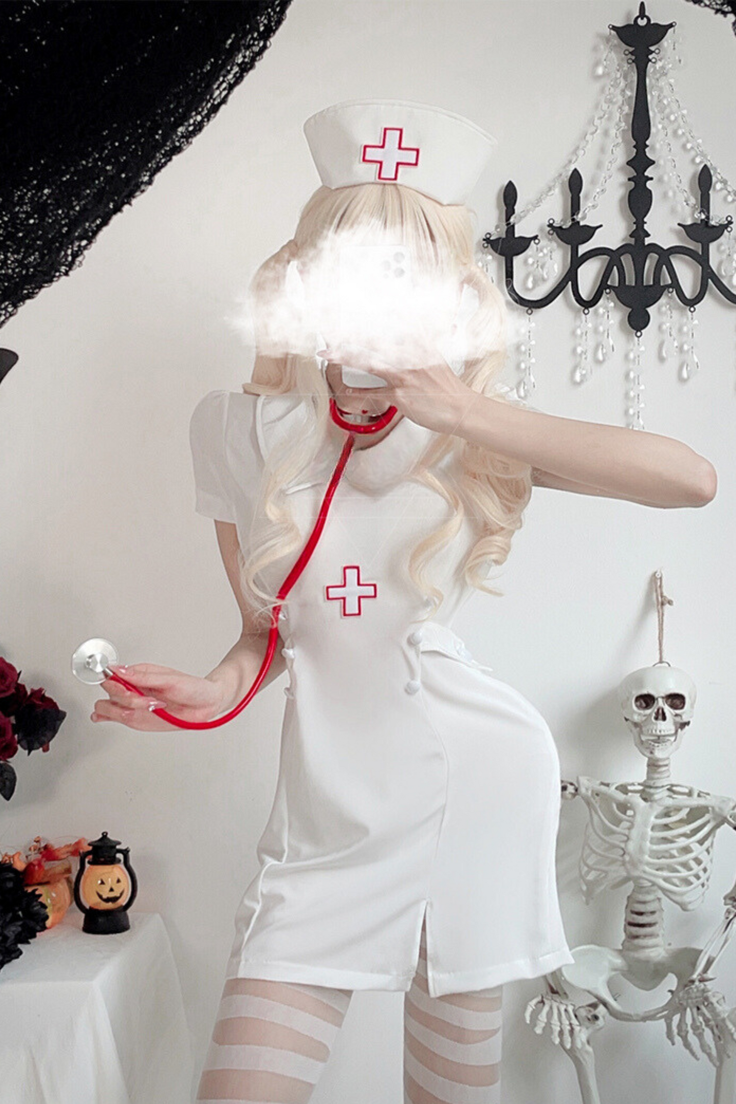 Pure White Nurse Cosplay Set