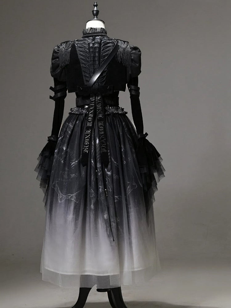 [Preordine entro l'8 giugno] Set completo abito militare gotico scuro Phantom Night (giacca + top a bustier + gonna)