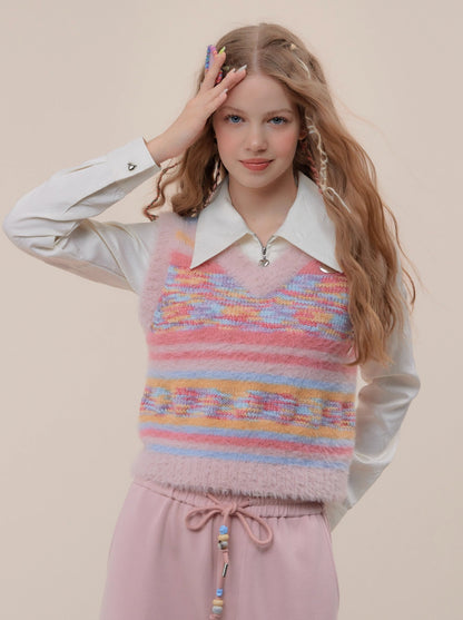 Colorful Dot American Retro Knit Vest