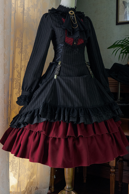 Retro Striped Elegant Gothic Lolita Dress