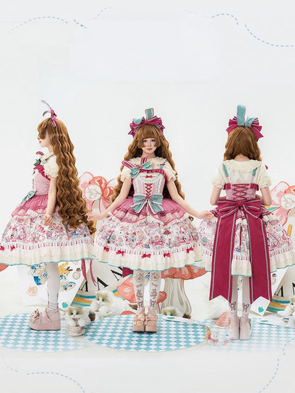 [Pre-order Deadline: July 1] Pink x Green Alice Cat Sweet Lolita Series Accessories (Bunny Ear Ribbon Hair Clip, Bunny Ear Ribbon Brooch, Bunny Ear Ribbon Tea Cup Hat, Back Ribbon Train)