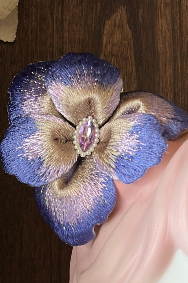 【9月13日予約締切】Purple/Dark Purple Gothic Lolita Elegant Iris Series Accessories(Bonnet / Hair clip with tassel / Hair clip / Brooch)