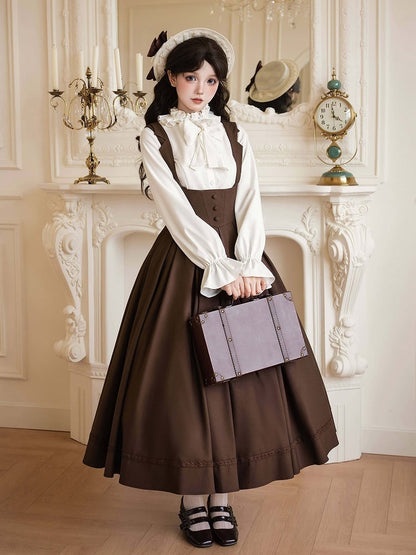 [Pre-order Deadline: April 14] Classic Lapel Shoulder Sweet Lolita Corset Long Suspender Dress