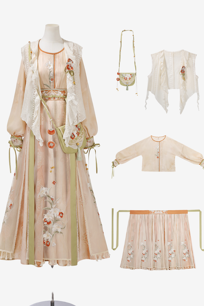 Neverland China Top + Vest + Skirt + Bag