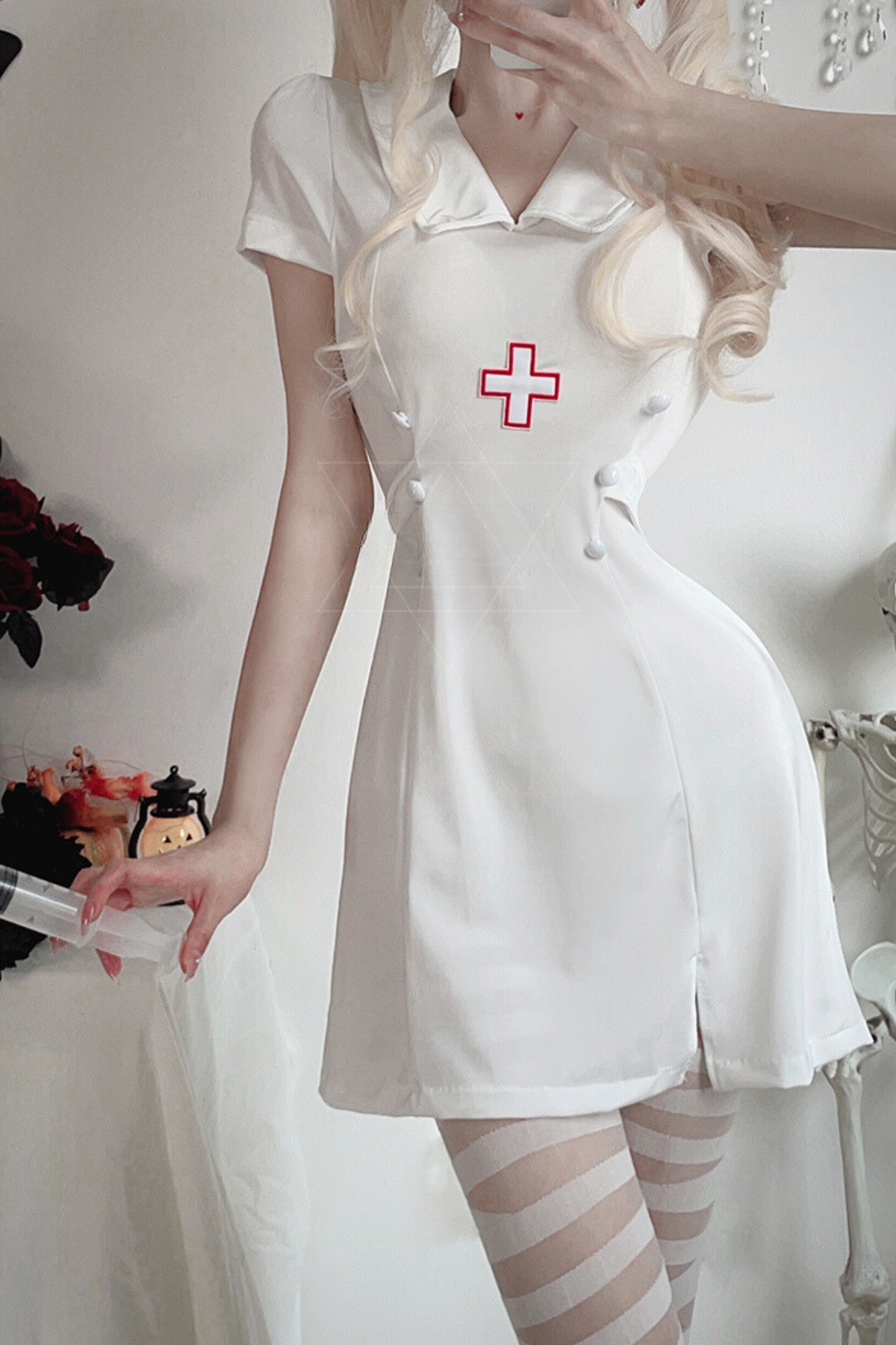 Pure White Nurse Cosplay Set