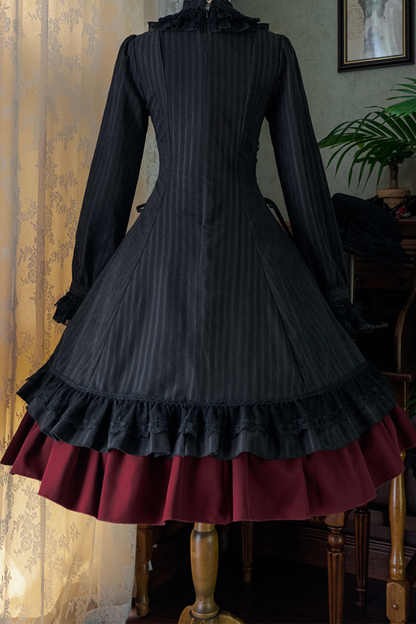 Retro Striped Elegant Gothic Lolita Dress