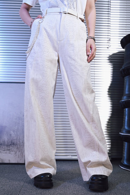 スネークホワイトルーズパンツ
