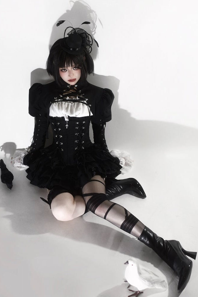 【6月18日予約締切】ブラックゴシックロリータティアードフリルスカート