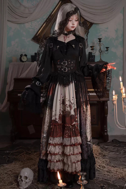 ゴシックロリータダークジャンパースカート+シャツ