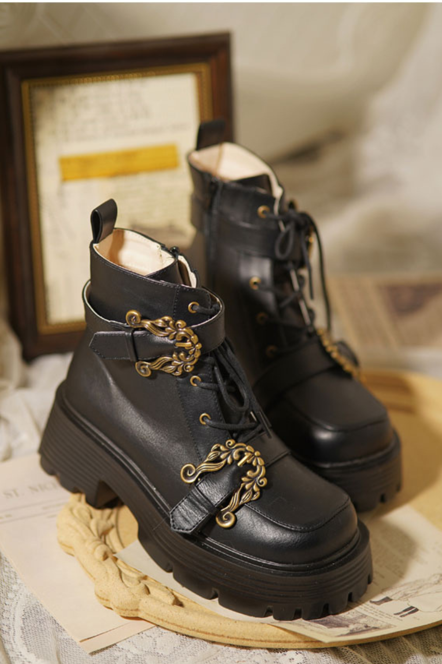 レトロデザインオールドショートブーツ