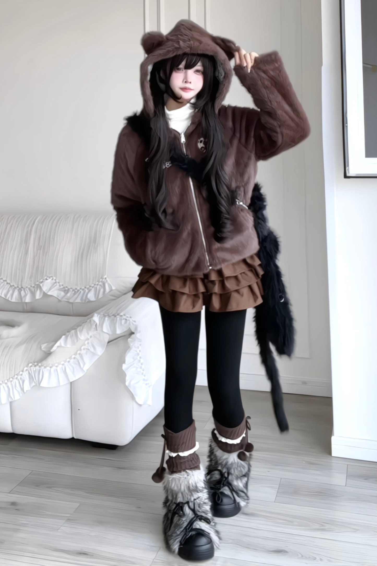 Animal Fur Reversible Zip Jacket