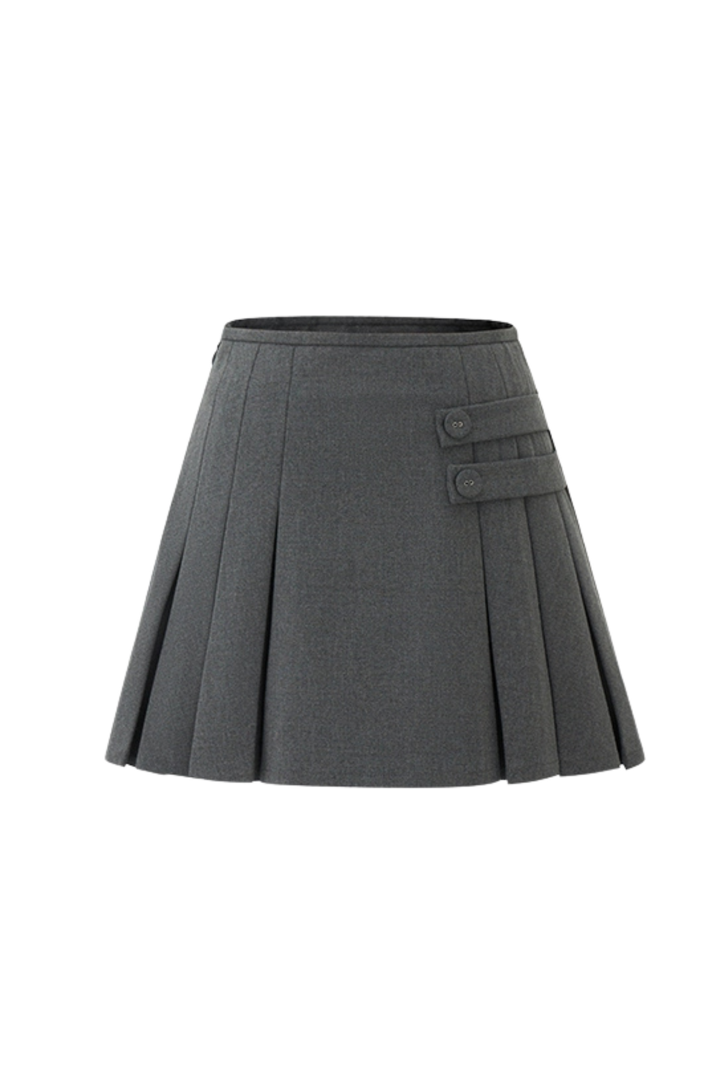 Wool High Waist Slim Double Pleated Skirt