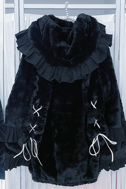 Bunny Hooded Boa Coat