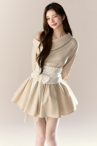 ハートビートシグナルオフショルダーシャツワンピース