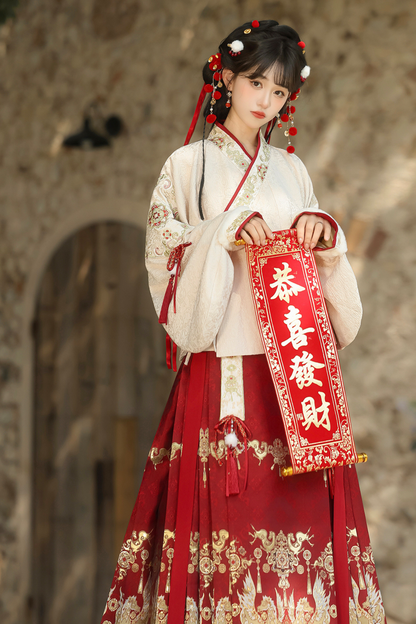 Gorgeous retro china top + skirt + vest + shoulders