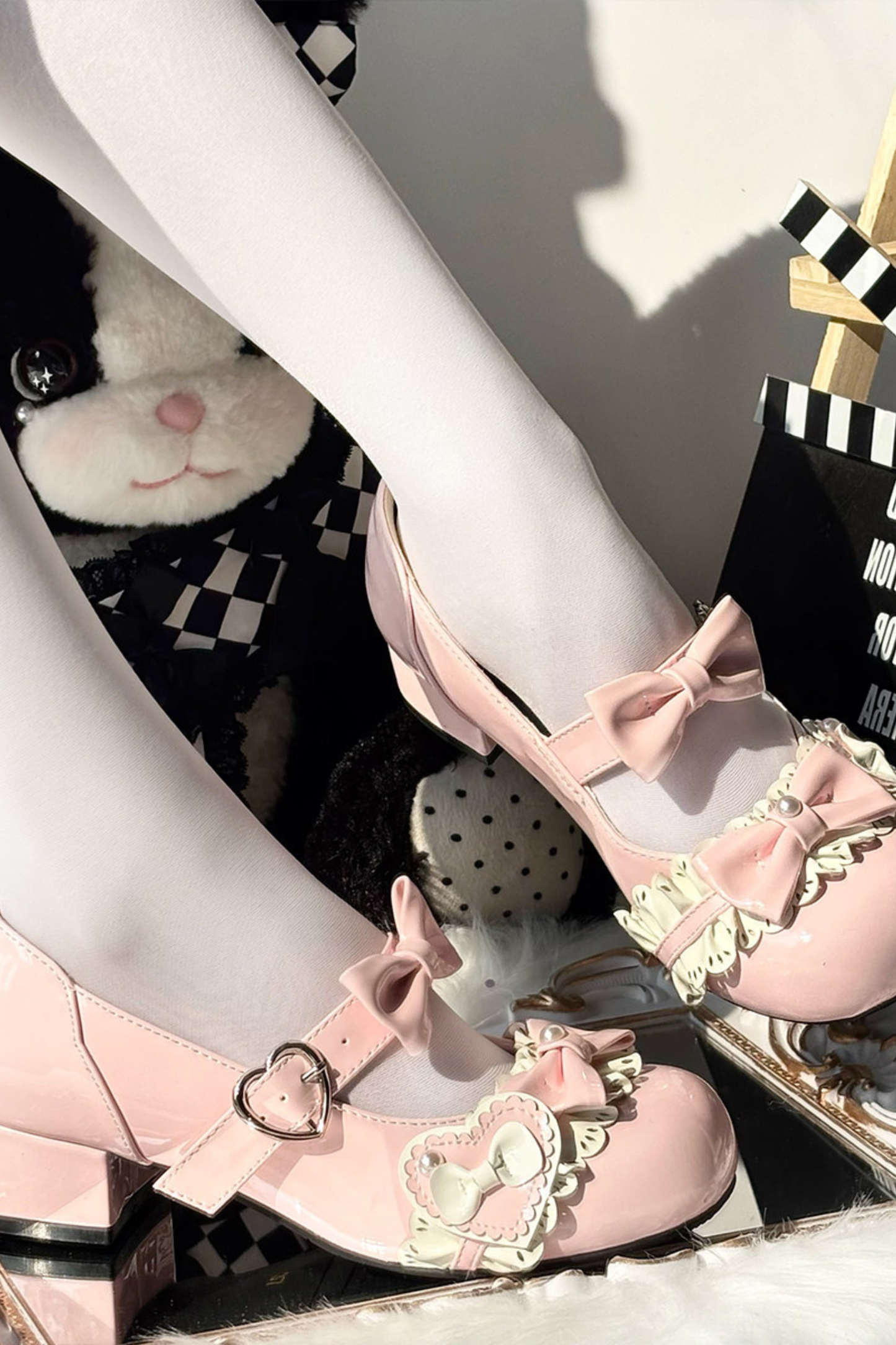 リボンムースケーキラウンドトゥロリータシューズ