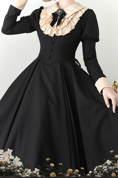 [Reservation deadline on November 22] Dark Elegant Classical Ribbon Long Dress