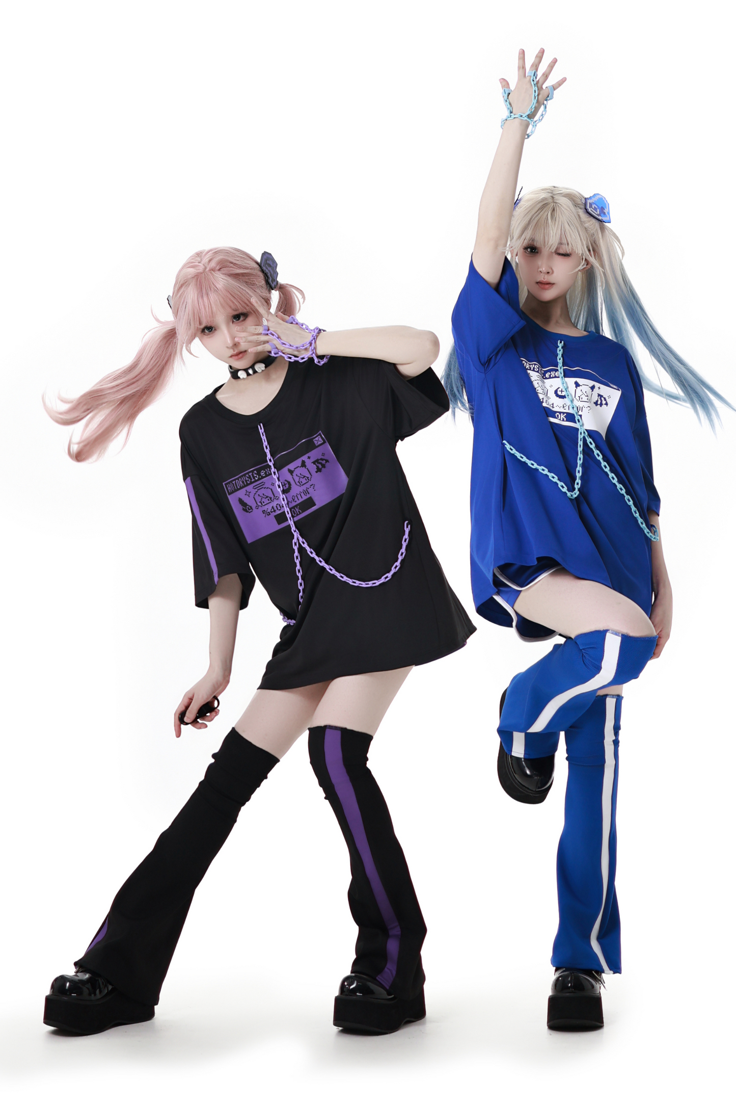 Subculture Loose Over T-shirt + Pants + Leg Warmers + Angel Devil Hairpin