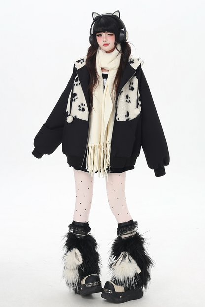 Dark Sweet Cat Ear Fleece Loose Jacket