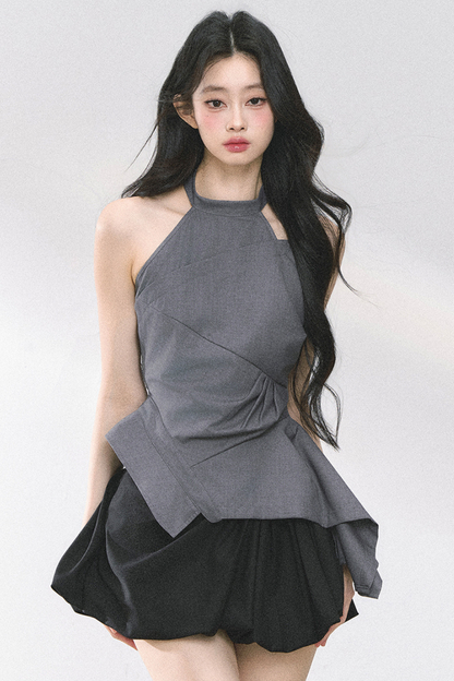 フレンチホットティーホルターネックトップス