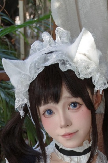 ホワイトレースプリンセスドレス+ヘアバンド