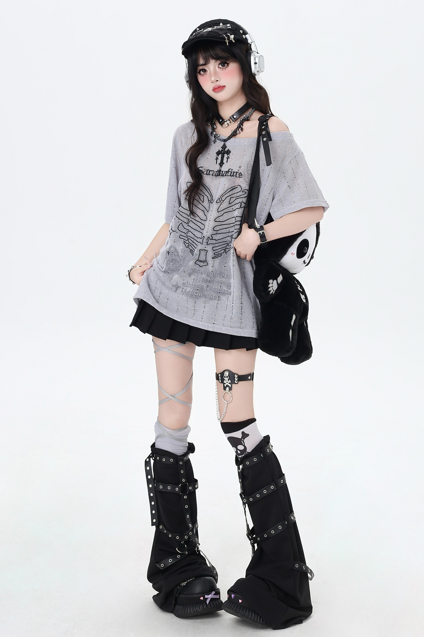 Skull Heart Strapless Top