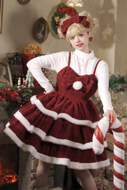 Sweet Carol Fur Suspender Dress + Cape + Top + Pannier + Hair Accessory