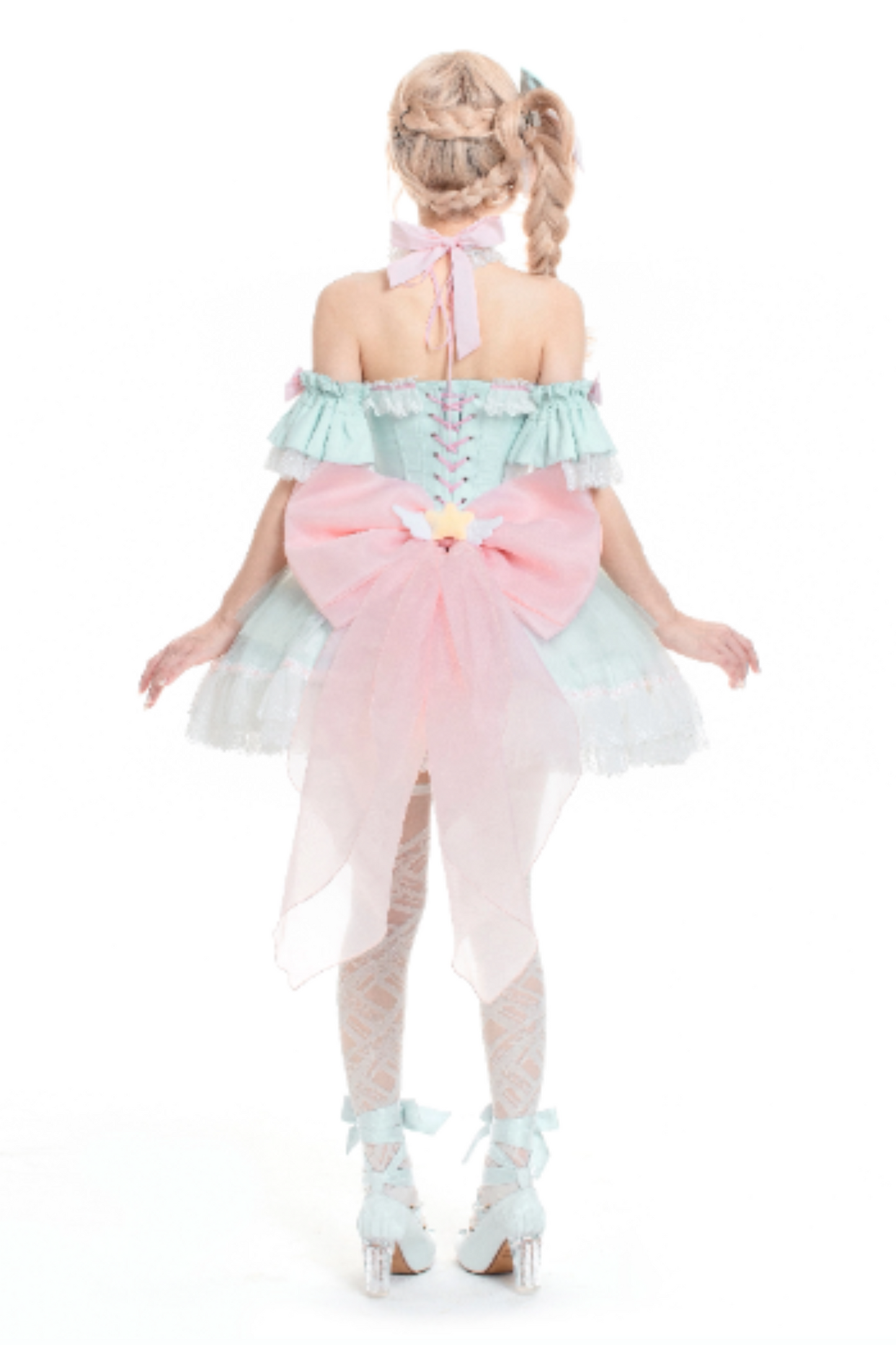 魔法妖精スパークリングウォーターロリータトップス+スカート+ヘアクリップ+テール+魔法ステッチ