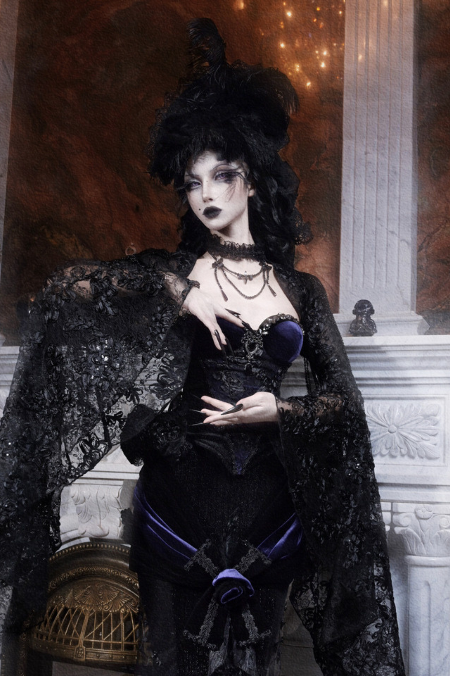 Gothic Gorgeous Diamond Velvet Slim Corset