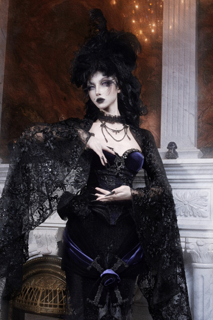 Gothic Gorgeous Diamond Velvet Slim Corset