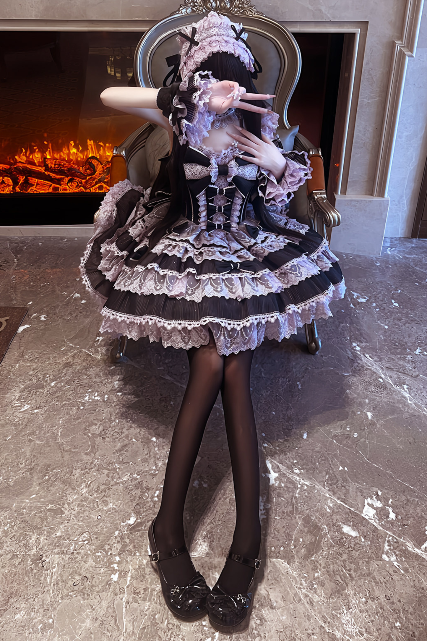 【予約商品】プリンセスバレエケーキロリータドレス+ヘアバンド+ネックレス+スリーブ+テール