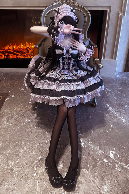 【予約商品】プリンセスバレエケーキロリータドレス+ヘアバンド+ネックレス+スリーブ+テール