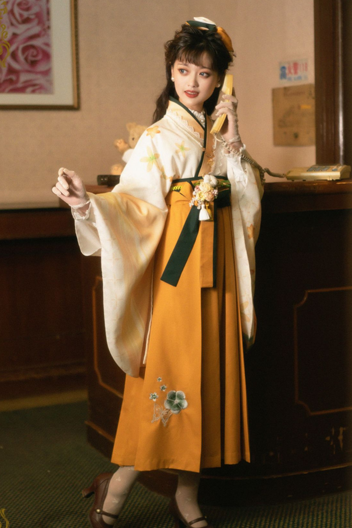 レトロ手毬和装トップス