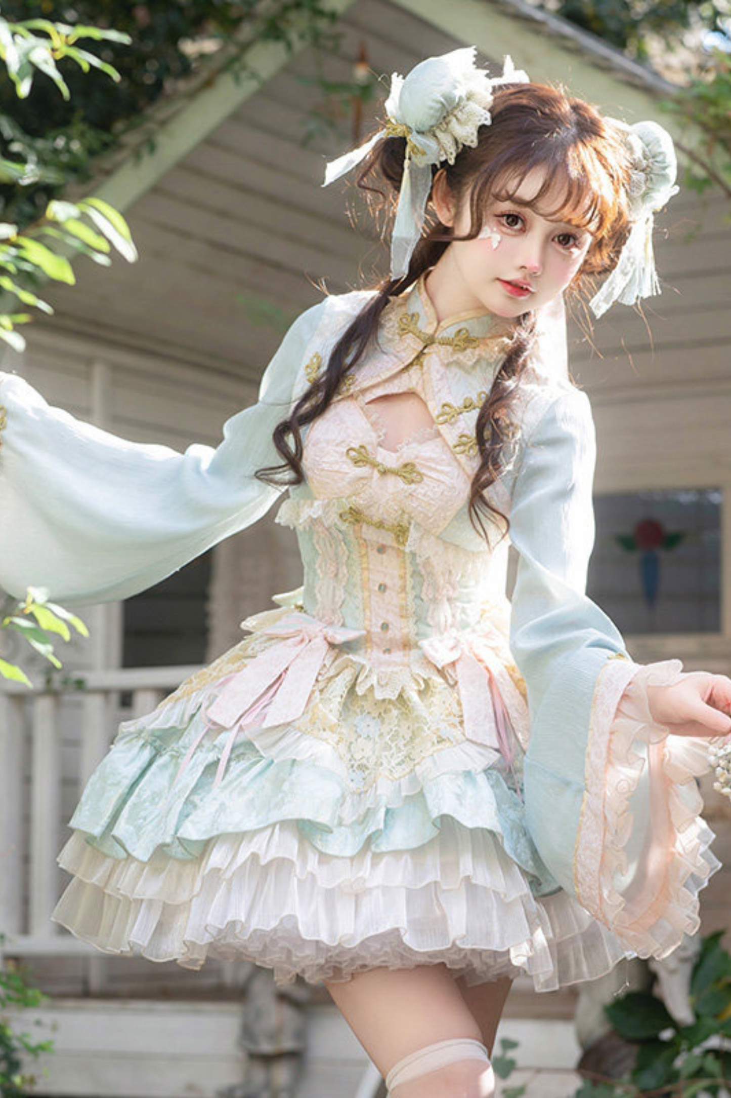 Chinese Sweet Jumper Skirt + Shawl