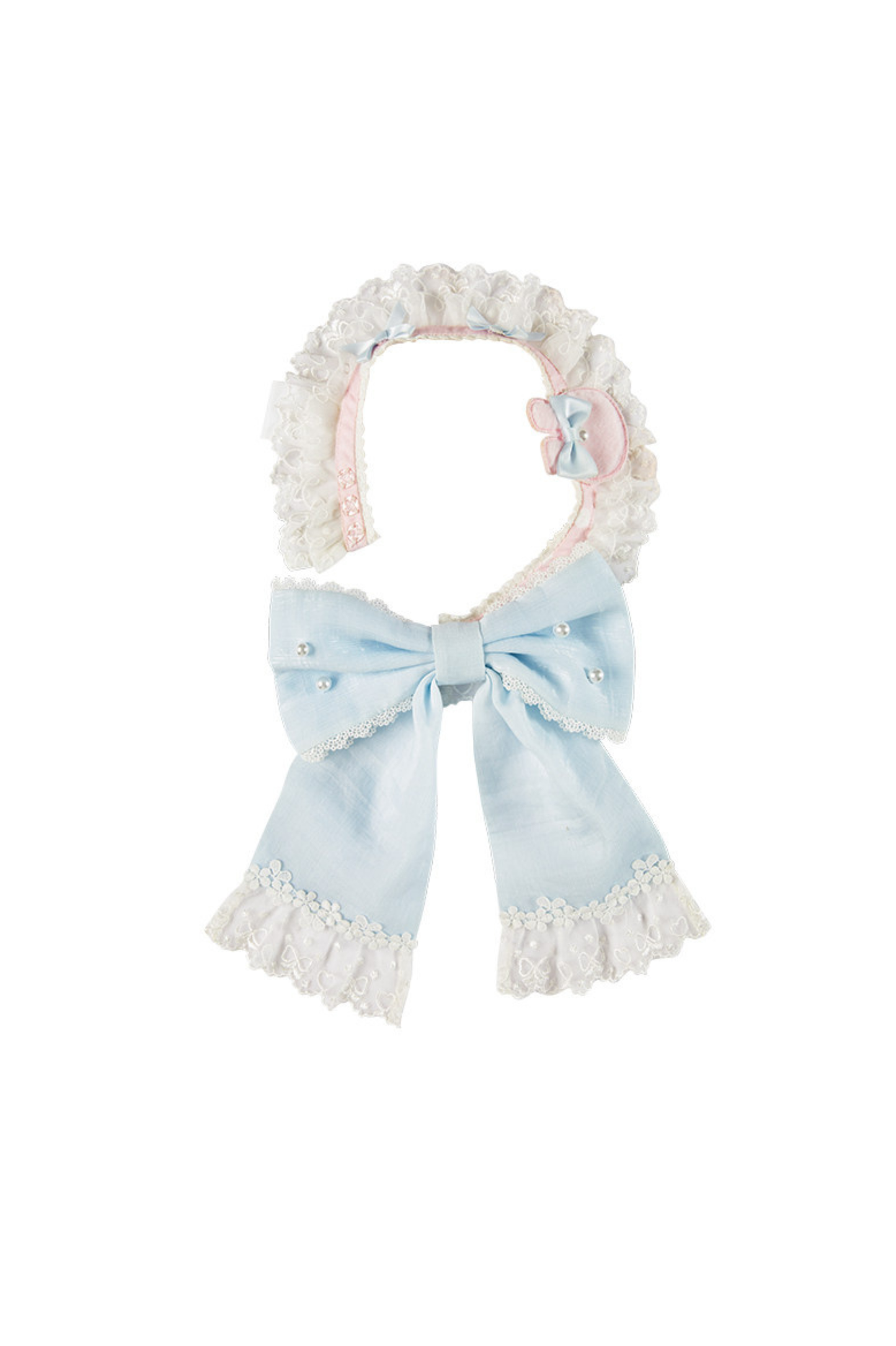 Lace Rabbit Ear Headband + Ribbon Necklace
