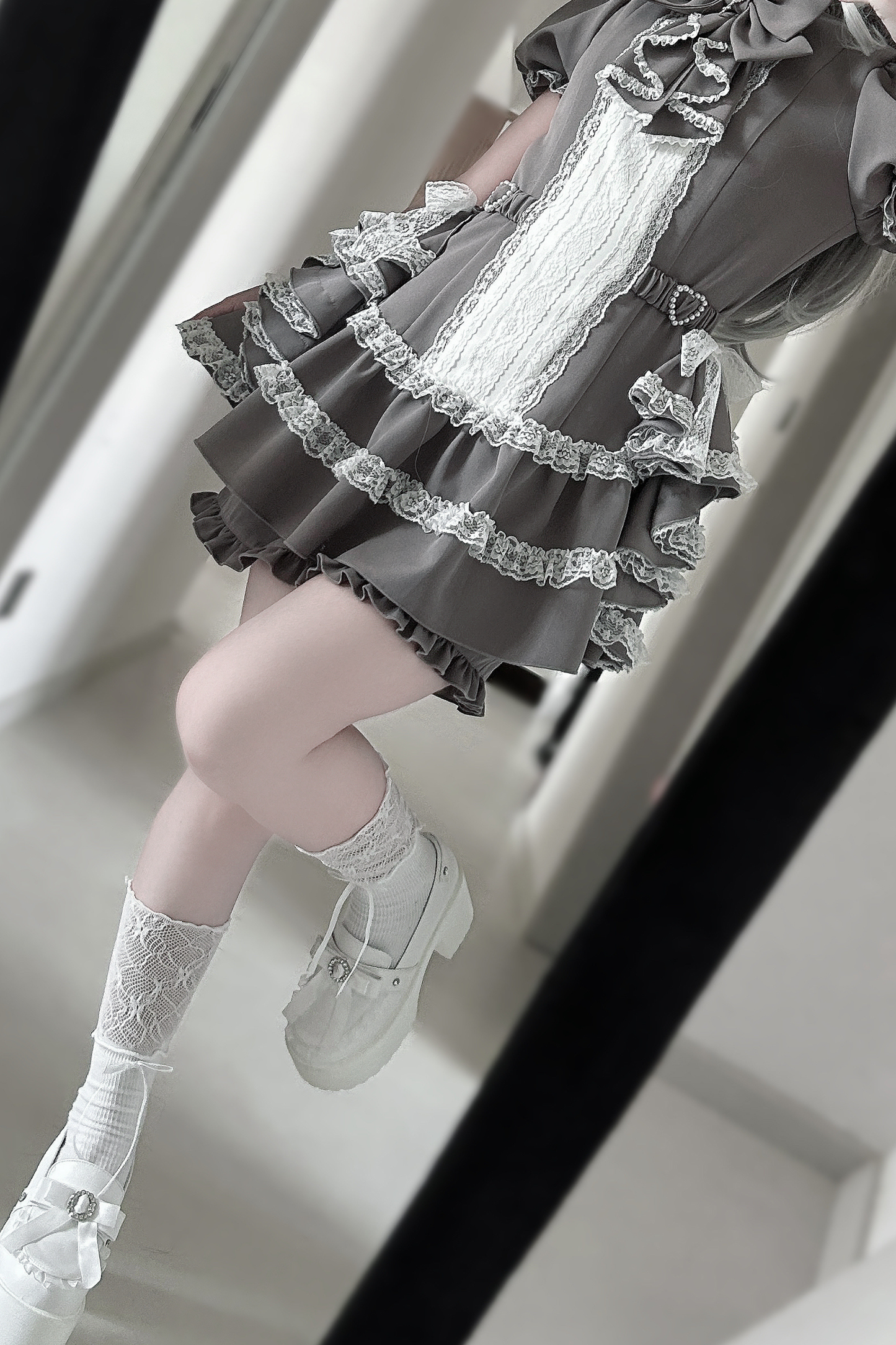 パフスリーブエレガントゴシックスタイルトップス+パンツ