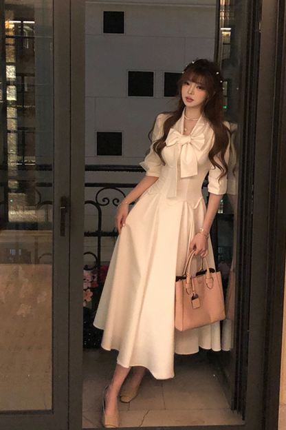 Slim Waist Ribbon Mermaid Shirt Dress