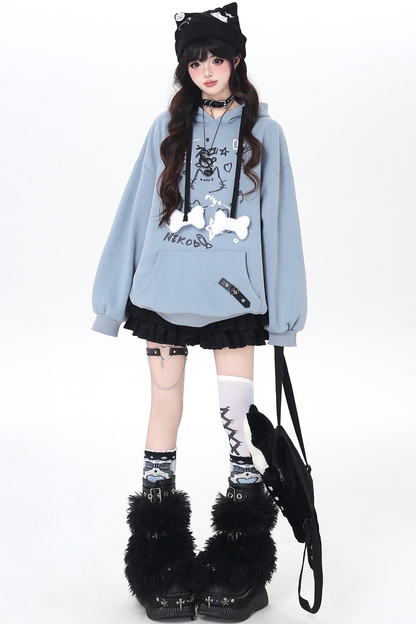 Cat Graffiti Fleece Hoodie