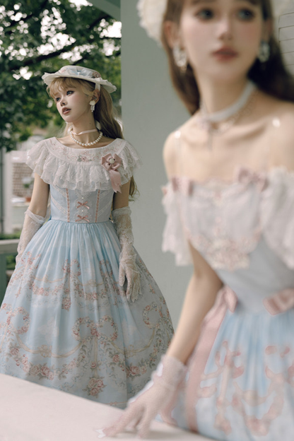 Vilandry Garden Off-Shoulder Dress + Jumper Skirt + Cape