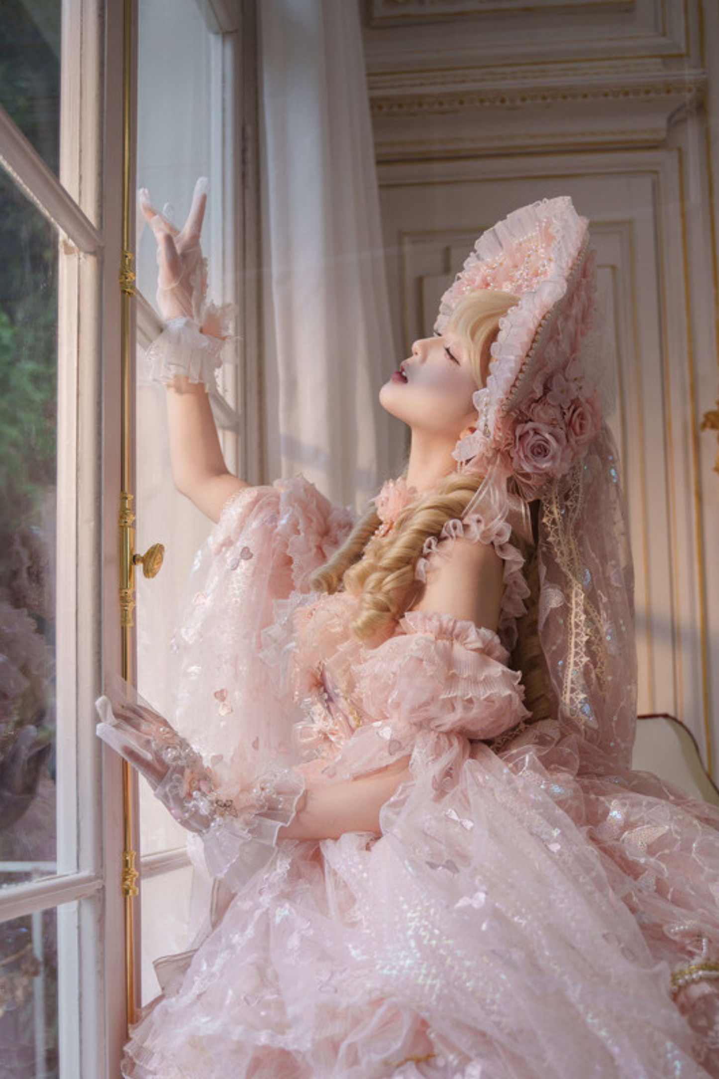 スイートフラワーゴージャスティーパーティーロリータアクセサリーハット+ベール+ネックレス+グローブ+セプター