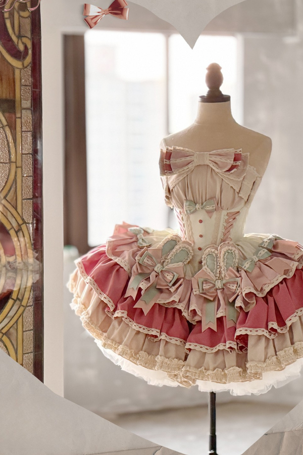 Ribbon Bunny Antique Version Bustier Dress + Inner Top + Accessories Complete