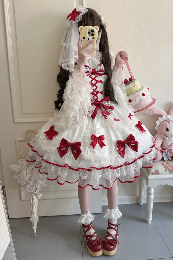 Sweetheart Lolita Dress + Ribbon + Veil