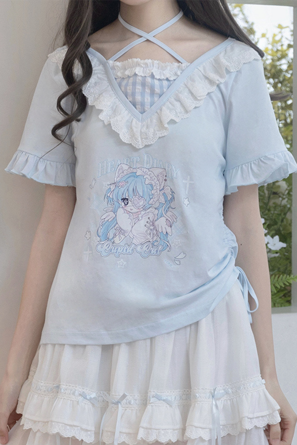 猫スイートブルートップス＆スカート