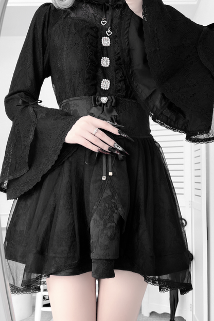 レースフレアスリーブブラウス+スカート