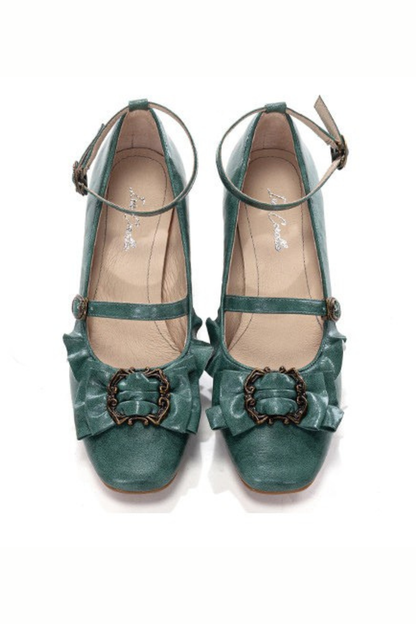 レザーリボンフリルロリータヒール